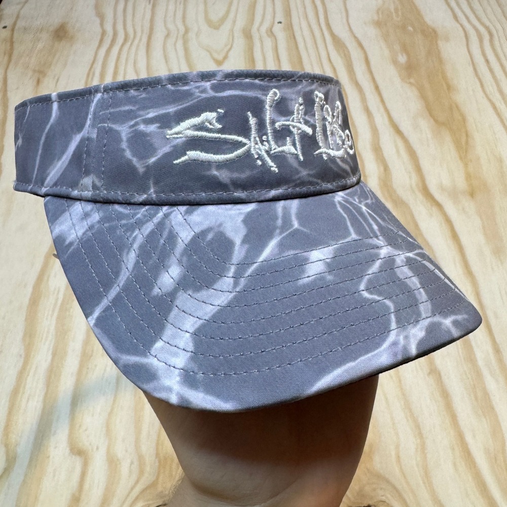 Salt Life Gray Water Ripple Print Embroidered Sun Visor Adjustable OSFM Unisex